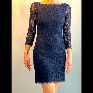 Diane vonFurstenberg stunning navy lace dress. Size 2